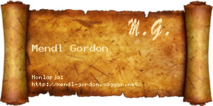 Mendl Gordon névjegykártya